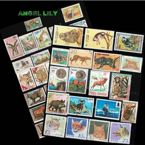 30 PCS / lot All Different Vintage Postage Stamps From The World Wide Used With Post Mark Postage Stamps Collecting