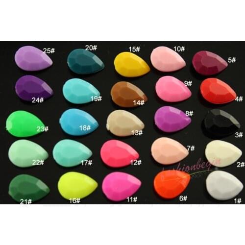 50pcs 10x14mm various colors Marquise teardrop candy Acrylic Fancy Stone Pointed back Droplet Beads No holes