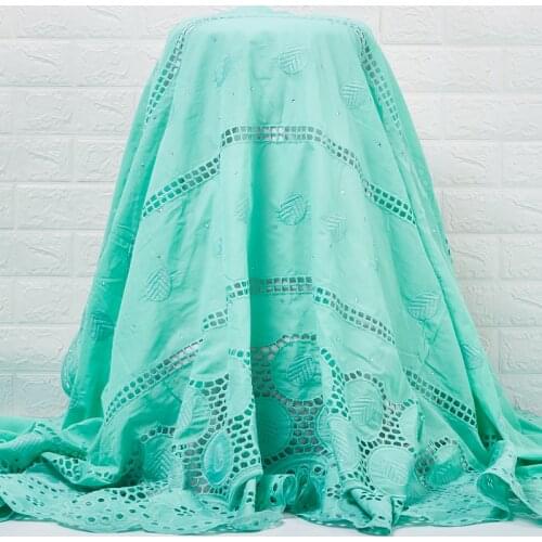 African Lace Fabrics 2021 High Quality New Mint Green Swiss Voile 100 % Cotton Sweing Embroidery Fabrics Dresses For Women A2483