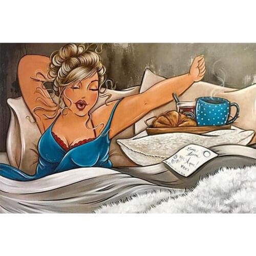 Diamond Embroidery 5D Diy Diamond Painting Cartoon Fat Lady Cross Stitch Diamond Mosaic Cartoon Home Paintings hobbies crafts