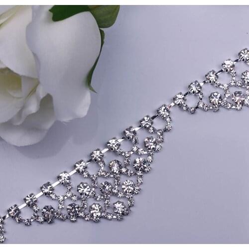 Free Shipping 5yards Rhinestone crystal Chain Bridal Sash Rhinestone Applique, Wedding Applique,Rhinestone Trimming LSRT079