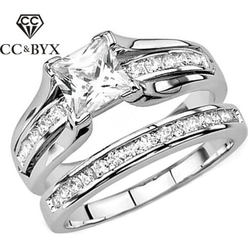 CC Trendy Jewelry Rings For Women Simple Ring Cubic Zirconia Square Stone Bridal Wedding Accessories Anel Drop Shipping CC2356