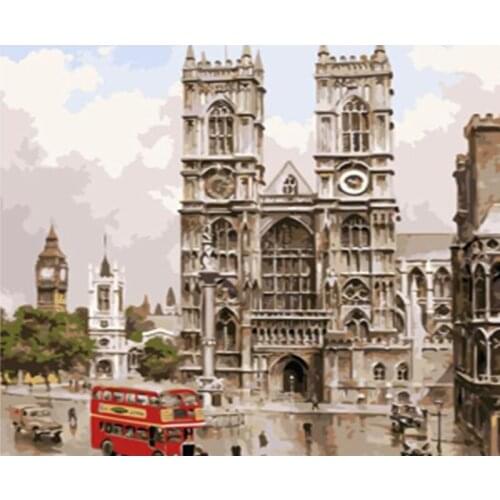 Digital Oil Painting Street View Landscape DIY Living Room Decoration Painting Girlfriend Birthday Gift Children Hand Painted