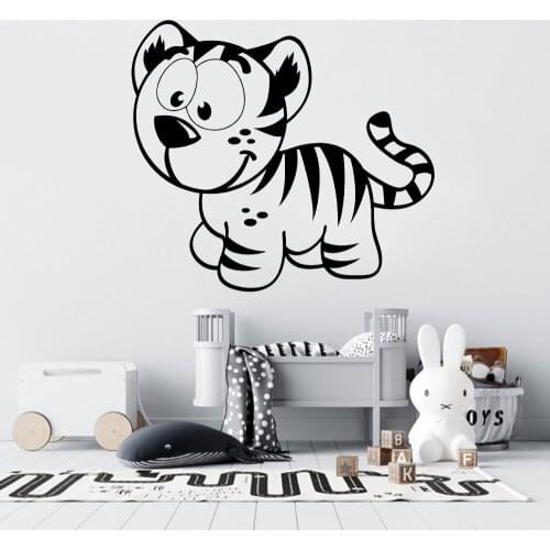 Baby Room Decals Toy Tiger Kids Room Vinyl Wall Sticker Cartoon Wall Decoration Murals Children Animal Self Adhesive P568