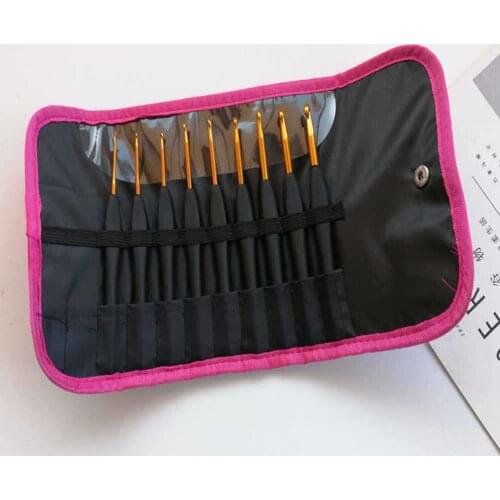 DONYAMY 9pcs/set TPR Silicone Soft Handle Aluminum Crochets Hook DIY Knitting Sweater Needle Home Crafts Tools With package