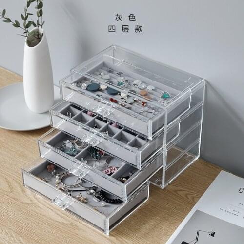 European Transparent Jewelry Box, Ring, Earring Stand, Earrings, Necklace, Makeup Box, Drawer Type Dressing Table, Finishing Box