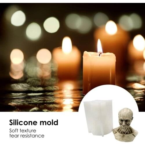 Muscle Bone Head Candle Mould DIY Human Skull Head Model Mould For Making Aroma Candle Wax Halloween Party Props Home Decoration