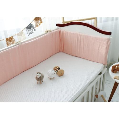 Cotton Waffle Baby Crib Bumper Fro Newborns Cotton Bed One-piece Double-sided Baby Bed Bumper Infant Cot Protector 200cm