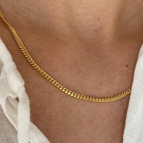 INS single wear all beautiful fashionable golden titanium steel chain braided necklace cross clavicle chain cold wind new