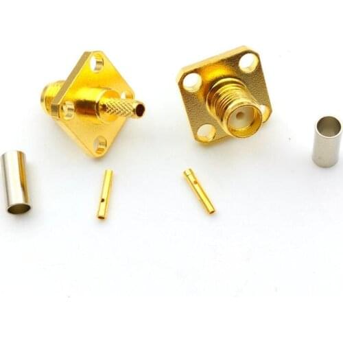 100pcs RF Coax SMA Female Chassis Panel Mount 4 Holes RF Coaxial for RG316 RG174 Cable