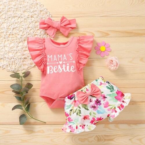 Newborn Baby Toddler Infant Girls Clothes 3Piece Set Jumpsuit +Pant+Headband Outfit For 0-18M Summer Romper Sleeveless Clothing