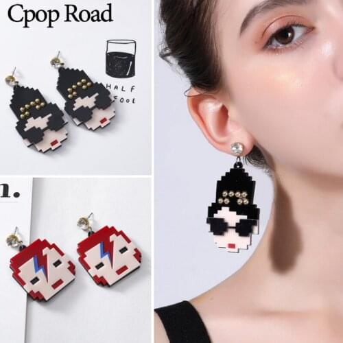 Cpop Creative Vintage Girl Acrylic Earrings Lightning Hair Pendant Fashion Cute Earrings Resin Jewelry Women Hot Sale Gifts 2019