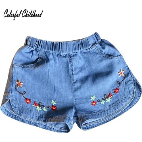 Summer Hot New Baby Girls Denim Shorts Embroidery Children Casual Cotton 2t-7