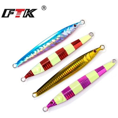 FTK Metal 100-300glure Hard Bait Spinner Jig saw Saltwater Jigging lead Fishing Lure Laser Body Sinking Bait Crap Fishing Tacke