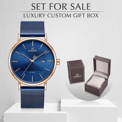 Men Watch Top Brand NAVIFORCE Simple Business Men’s Watches Stainless Steel Waterproof Quartz Wrist Watch With Box Set For Sale