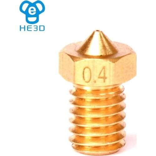 10pcs He3d M6 Nozzle For 3d Printer Hot End V5 V6 Size 0.4mm Pure Copper Brass Printhead Mk8 Extruder For 1.75mm