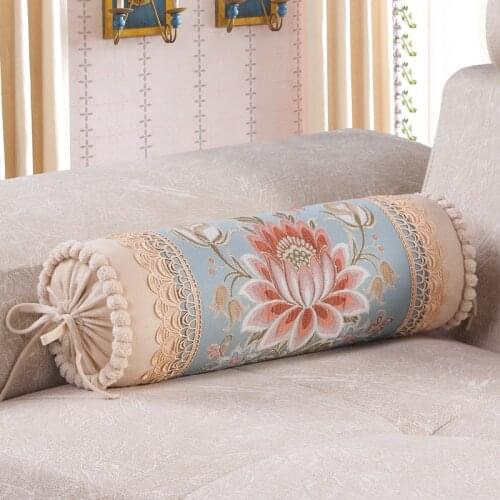 50x15cm classical flower pattern long cylindrical pillowcase sofa jacquard candy shaped cushion cover waist pillow cover