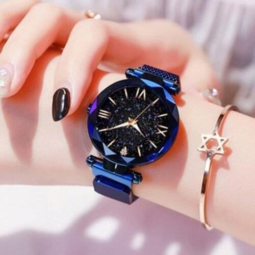 2021 New Luxury Women Watches Fashion Elegant Magnet Buckle Rose Gold Ladies Wristwatch Starry Sky Diamond Gift Quartz Clock