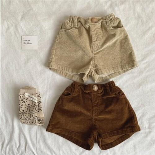 2021 New Arrival Girls Boys Corduroy Shorts Autumn Fashion Cotton Kids Shorts 1-7 Years MY182