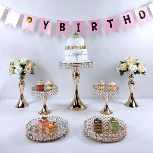 7 Pcs Gold Stand Cake Set Dessert Display Holder Pedestal Wedding Birthday Party Cupcake Plate Rack