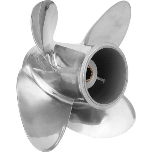 9.9x9in RH Outboard Propeller 4 Blades 10 Spline Tooth Fit for HONDA 25/30HP Engine