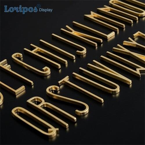 Nordic Wind Brass Decoration English Alphabet Wall Paste Creative Pure Copper Cement Inlay Home Wall Mounted Letters Block Decor