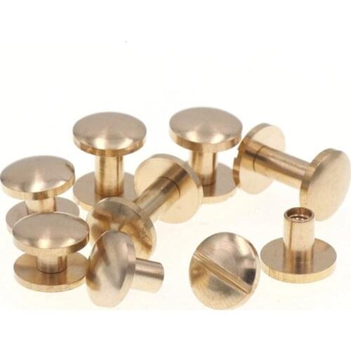 XUNZHE 4- 12mm 20pcs Luggage Leather metal Craft Solid Screw Nail Rivet Double Flat Head Belt/strap Rivets Copper great quality