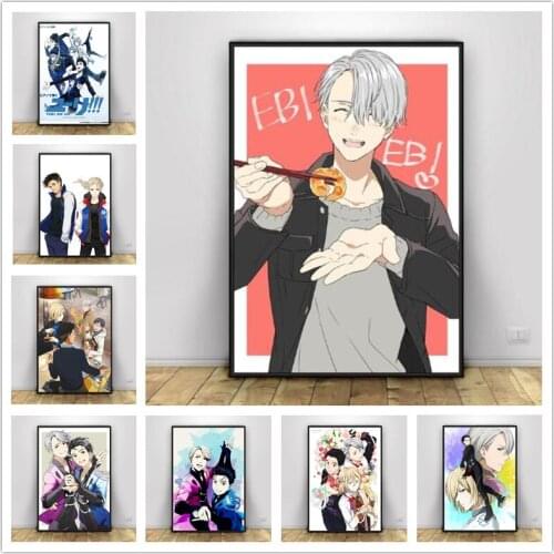 Yuri On Ice Anime Characters Canvas Painting Posters And Prints For Living Room No Framed Wall Art Picture Home Decor On Sale
