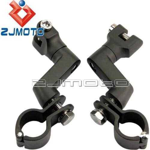 Black Motorcycle Engine Guard Foot Peg Clamps Longhorn Offset Peg Mounts 1" Magnum Quick Clamp For Harley Honda Yamaha Kawasaki