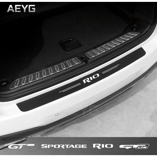 Carbon Fiber Car Rear Bumper Trunk Protective Stickers For KIA GT GTline Sportage Ceed Rio Forte Stinger GTinger Car Accessories