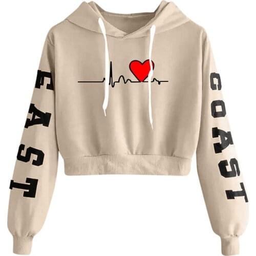 2021 Vintage Hoodie Fashion Womens Heartbeat Print Sweatshirt Long Sleeve Letter Hooded Round Neck Casual Tops Shirts Sudaderas