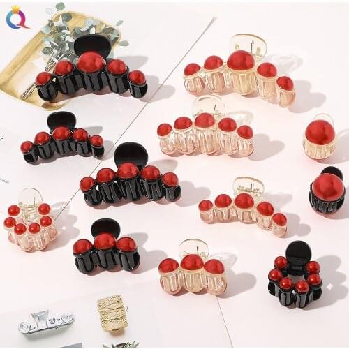 Hair claws Red Pearl Hairpins Different Shape 2 Color Trendy Hair Clip For Women Girl Accessories Hair QY123001