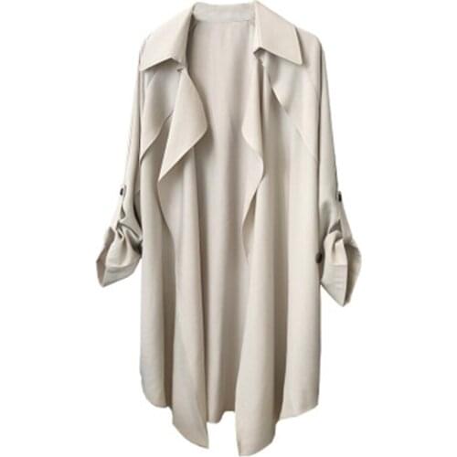 2020 New Womens Trench Coat Autumn Elegant Long Coat Casual High Street Female Windbreaker Loose Belt Thin Coat Temperament 480