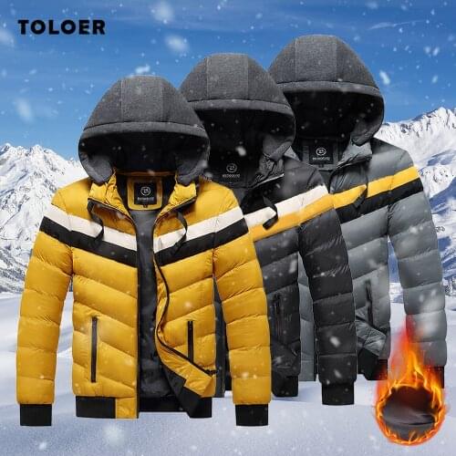 Winter Jacket Men Thick Warm Parka Coat Hooded Casual Long Sleeve Mens Jackets Outerwear Windproof Fashion Coat Detachable-hat