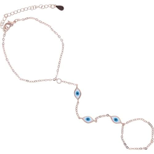 Gold Silver Color 3 Eyes Slave Chain link Bracelet Lucky Mittens Fingerloop Bracelet Fashion personality Hand Harness Bracelets