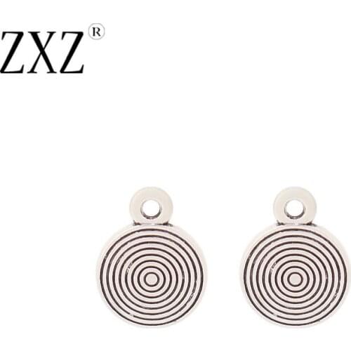 ZXZ 50pcs Tibetan Silver Round Vortex Swirl Spiral Circle Charms Pendants Beads 2 Sided for Necklace Bracelet Jewelry Making