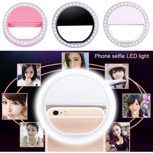 1Pc Portable Selfie Flash Light LED Ring Light Mobile Phone Beauty Makeup Selfie Clip Night Light 36 LED For Camera Photography