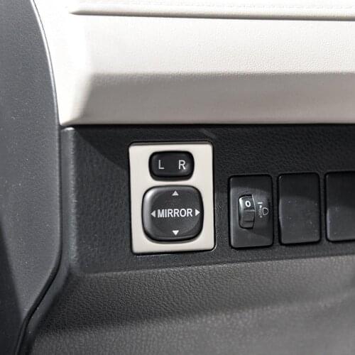 1 PC Car Interior Side Mirror Rearview Mirror Adjust Knob Anti Scratch Stainless Steel Sticker Decal For RAV4 2016 2017 Acc