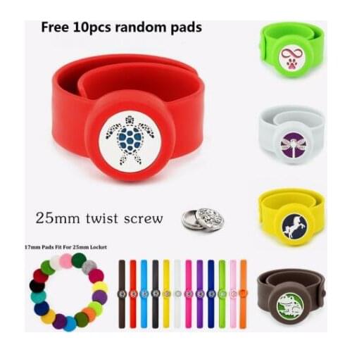 1PCS Adjustable Repellent diffuser Bracelet Bangle Horse Dog Steel 25mm Twist Screw Locket Silicone Wristband 10p Pads Kids Gift