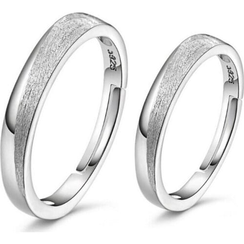 100% 925 sterling silver fashion dull polish lovers`couple rings jewelry wholesale female men open finger ring drop shipping