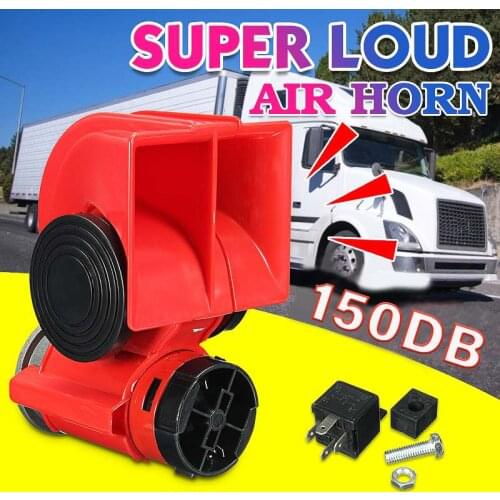 12V 150DB Twin Tone Electric Air Horn Car RV Loudspeaker Steam Whistle Relay Truck Train Boat Dual Tone Horn Super Loud