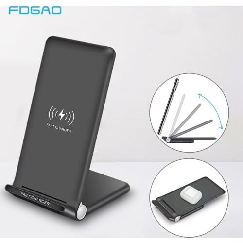 15W Fast Wireless Charger Stand USB-C Qi Quick Foldable 2 in 1 Charging Pad Station For IPhone 11 Pro XS XR X 8 Samsung S10 S9