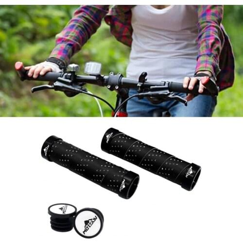 2Pcs Bilateral Locking Through-hole Handlebar Cover Cycling PU+EVA Through-hole Grip Cover Ountain Bike Folding Handlebar Cover