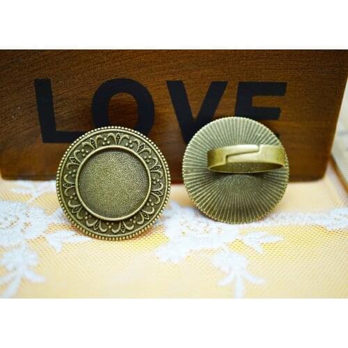2PCS/lot Round inner size 18MM metal Adjustable Ring Settings for making diy jewelry women 2019 hand made rings cabochon supply
