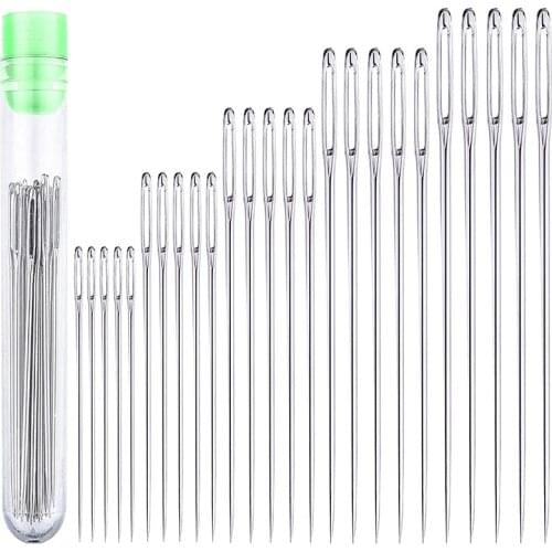 25Pcs/Lot 5 Sizes Stainless Steel Large Eye Needles Cross Stitch Needles Embroidery Tool Household Sewing Tool