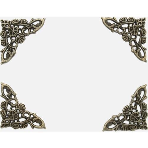 4PCS/Lot 35x35mm Vintage Alloy Zinc Box Corner Protector Guard Desk Edge Cover Corner Decorative for Jewelry Wooden Wine Boxes