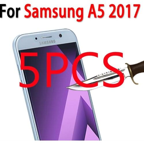 5PCS For Samsung Galaxy A5 2017 Tempered glass Screen Protector Cover On For Samsun Galaxy A 5 2017 A520 A5200 A520F Film Case