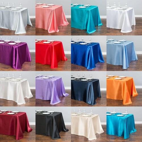 White Satin Table Cloth 140cmx250cm Rectangle Table Cover WholeSale Tableclothes For Wedding Event Party Hotel Decoration