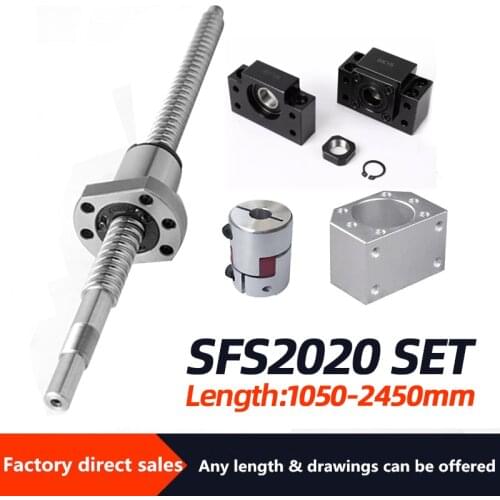 Fast deliver Ball screw set SFS2020 with nut +support BKBF15/ EKEF15/FKFF15+nut holder+coupling for CNC