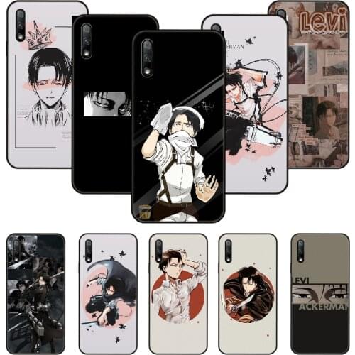 Phone Case For Huawei Honor 9X 10 9 20 8X 8A 8S 7X 7A i A Pro Play Lite Black Cover Funda Anime Attack On Titan Levi Ackerman